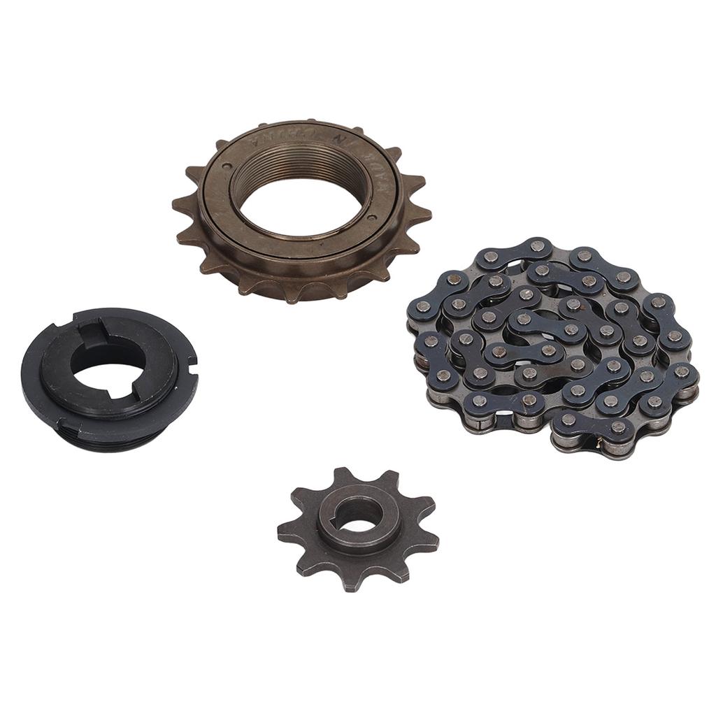 Metal Steel 410 16 Tooth Freewheel 38 Link Chain 9 Tooth Sprocket Set for Bike Bicycle