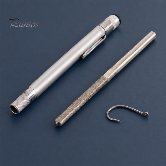 Fish Hook Polishing Tool Pen Type Portable Sharpener, Heavy Duty Metal Fishing Sharpener Sharpening Tool, Cutter Rod with Clip, Accessories Grinding