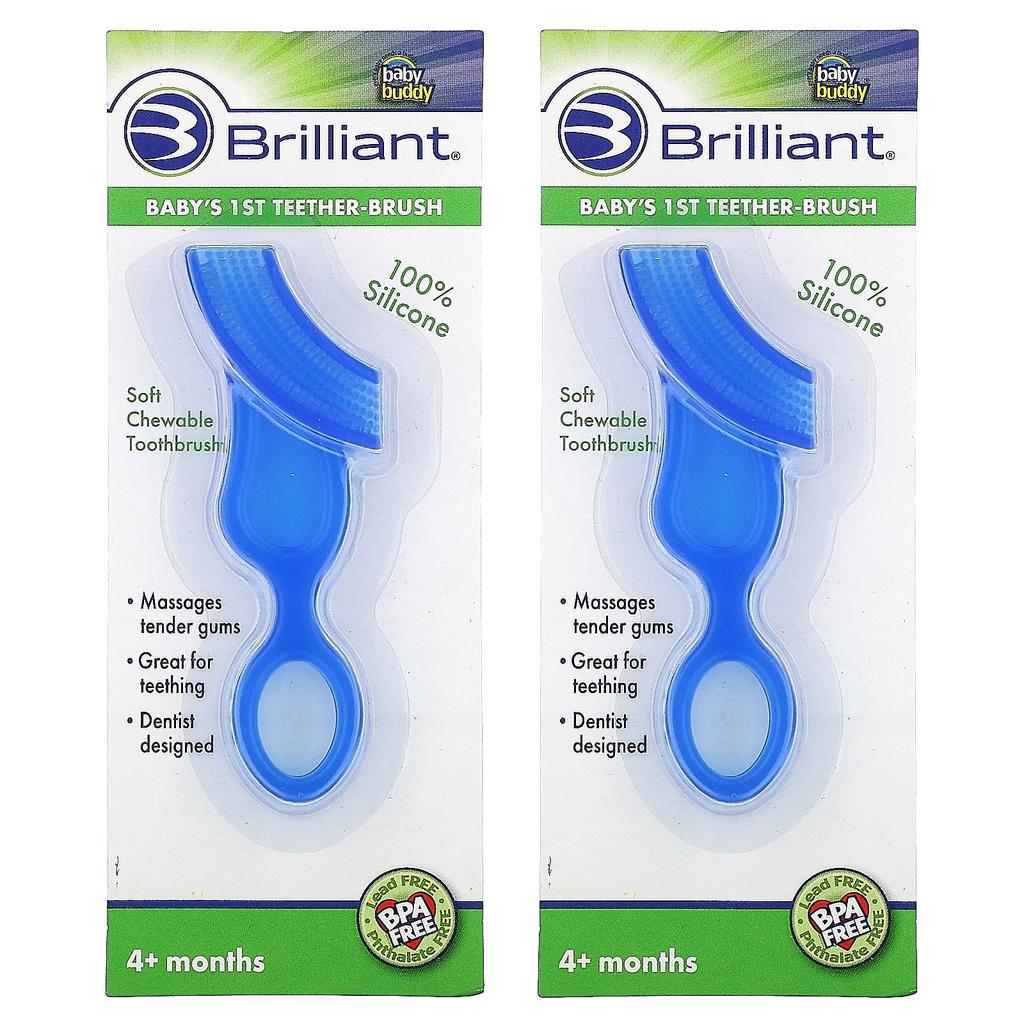 Brilliant, Baby's First Tidder Brush, 4+ Months, 2 Tidder Brushes