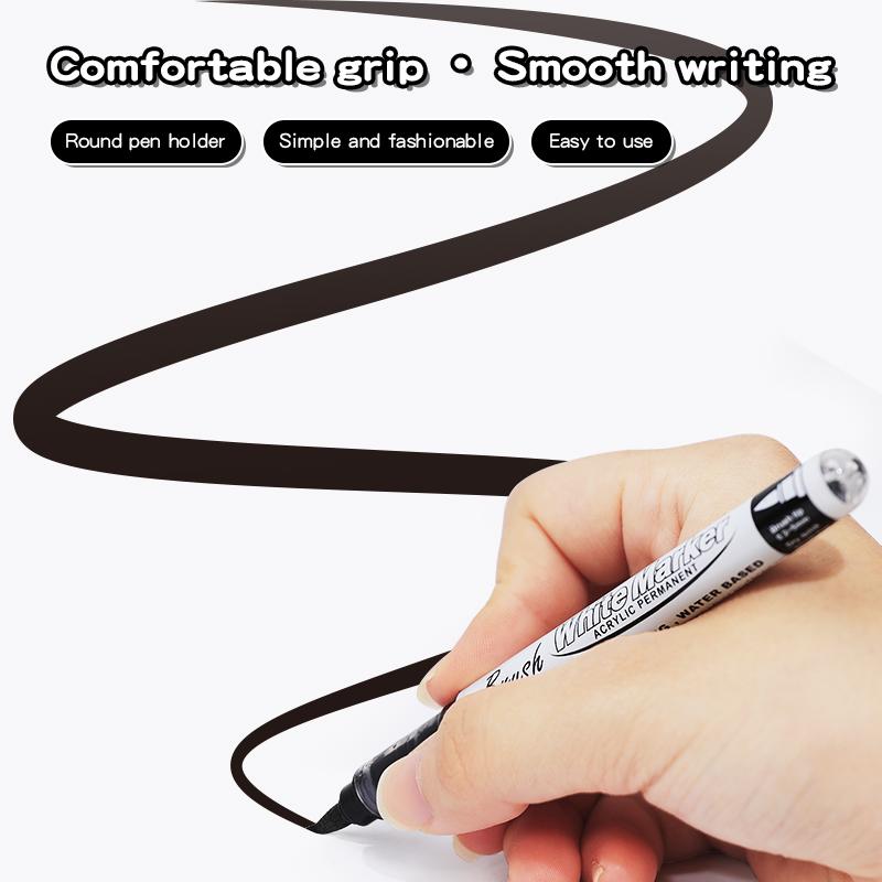 10Pcs/set Straight liquid White Marker Paint Pens Brush Acrylic White Permanent Marker for Drawing Rock Painting Stone Ceramic