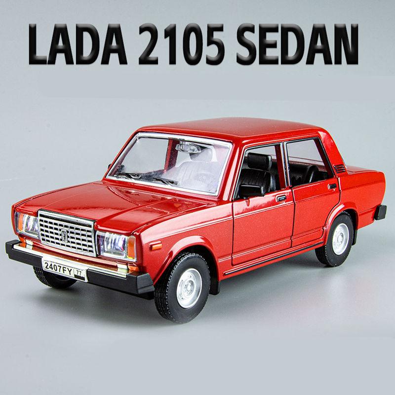 1/24 LADA 2105 Limousine Legierungsauto-Modell Diecast Metall Klassisches Fahrzeug Auto-Modell Simulation Ton und Licht Sammlung Kinderspielzeug Geschenk