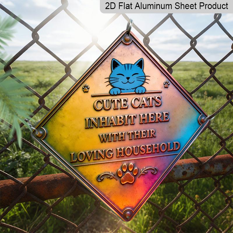 2D Flat, 1pc Funny Cat Wall Decor Suitable for Home & Office - Vintage Aluminum Metal Sign with Retro Cat, Suitable for Break Room, Living Room