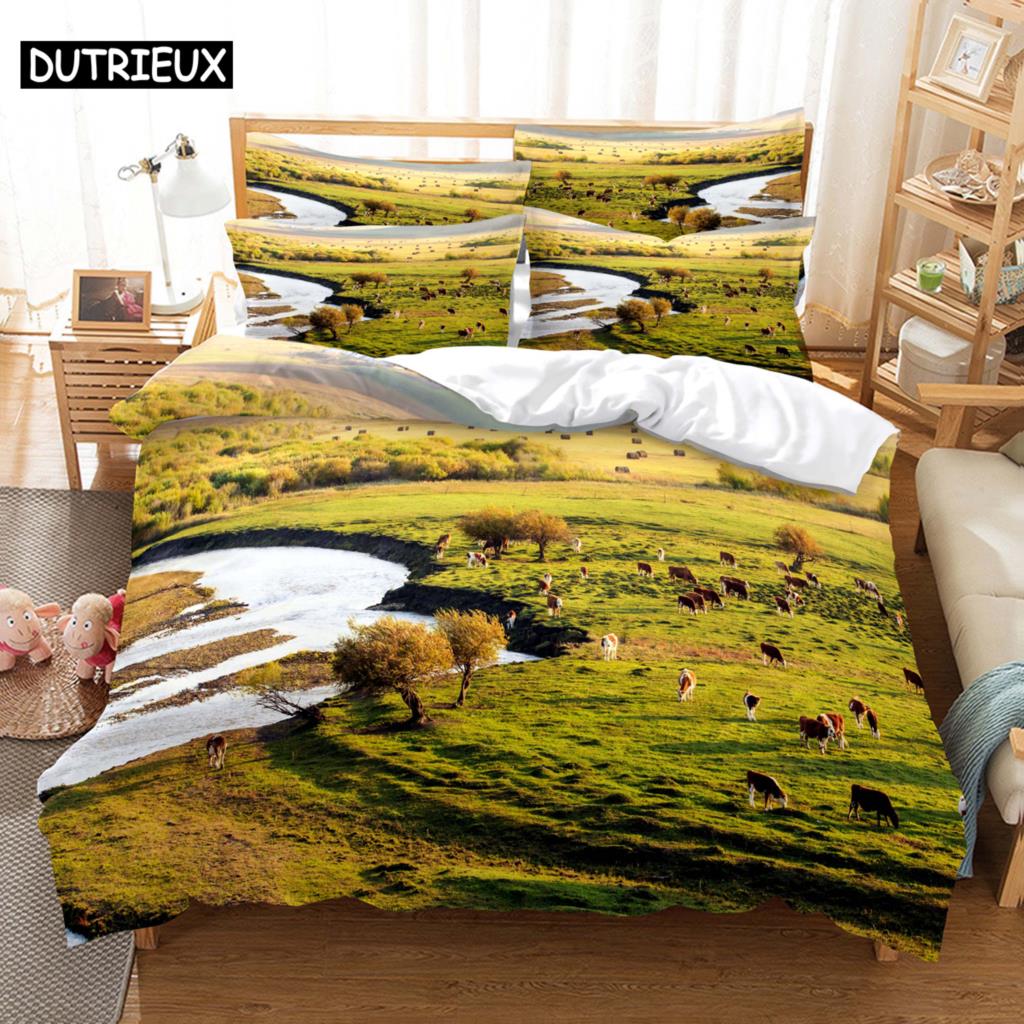 3D HD Scenic Quilt Cover Duvet Pillow Case bed Set Linen Woods Scene Forest King Queen Twin Single Double 3PCS 2PCS Home Textile