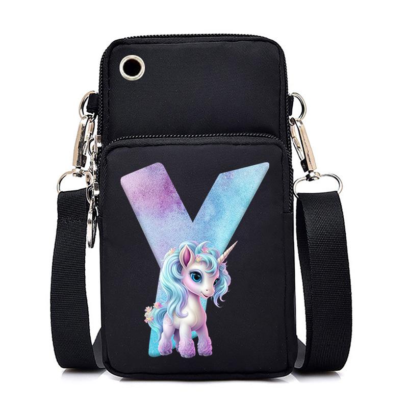 Sac de téléphone portable à imprimé lettre Licorne Léger à transporter Sac bandoulière multifonction