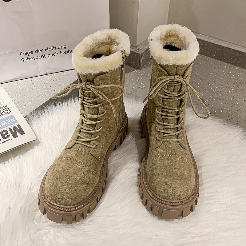 Casual snow boots women's autumn and winter new warm and velvet medium tube Hong Kong style fashion short boots children