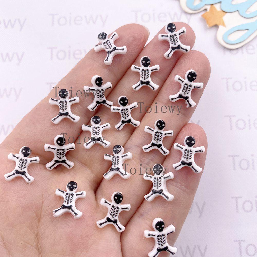 

50 шт. Миниатюрный красочный декор на Хэллоуин из смолы, Скелет, Череп, Камни с плоской задней стороной, Аппликации для нейл-арта, DIY, Аксессуары для серег, Скрапбукинга, Поделки