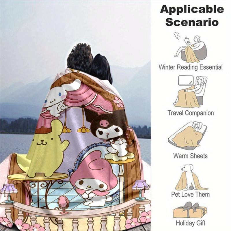 1pc. Cute Cartoon Animal Print Blanket - Perfect for Home, Office, Outdoor Use, Gift Idea, Suitable for Al