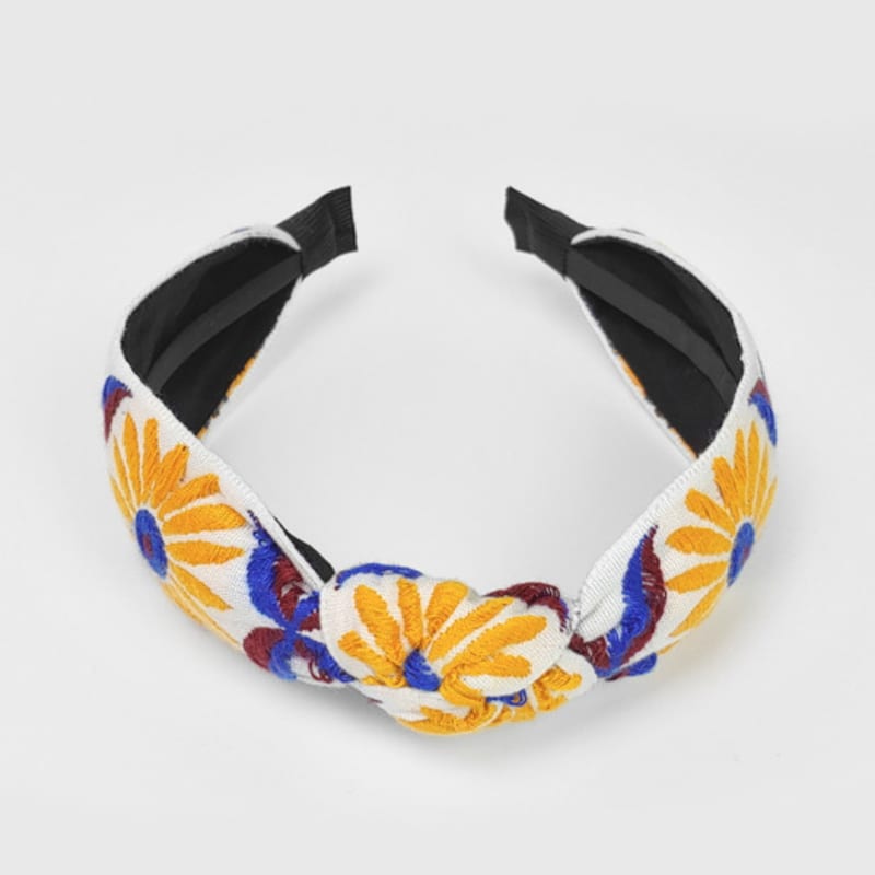 LALA Ethnic Flower Imported Hairband - Yellow