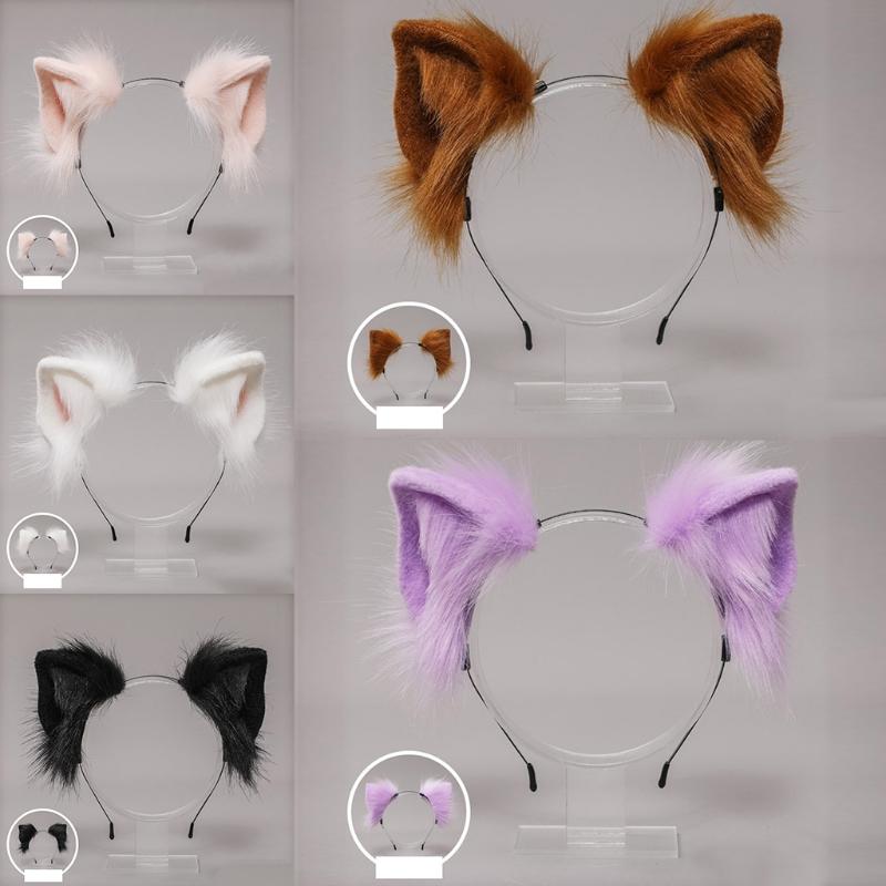 Lolita Headbands Furry Animal for Cat Ears Headwear  Kawaii Hair Hoop for Halloween Cosplay Headpiece Party Supplies