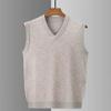 Wool Sweater Fall and Winter V-neck Pure Undershirt Thickened Sweater Men's Vest Dad's Clothing Plus Size
