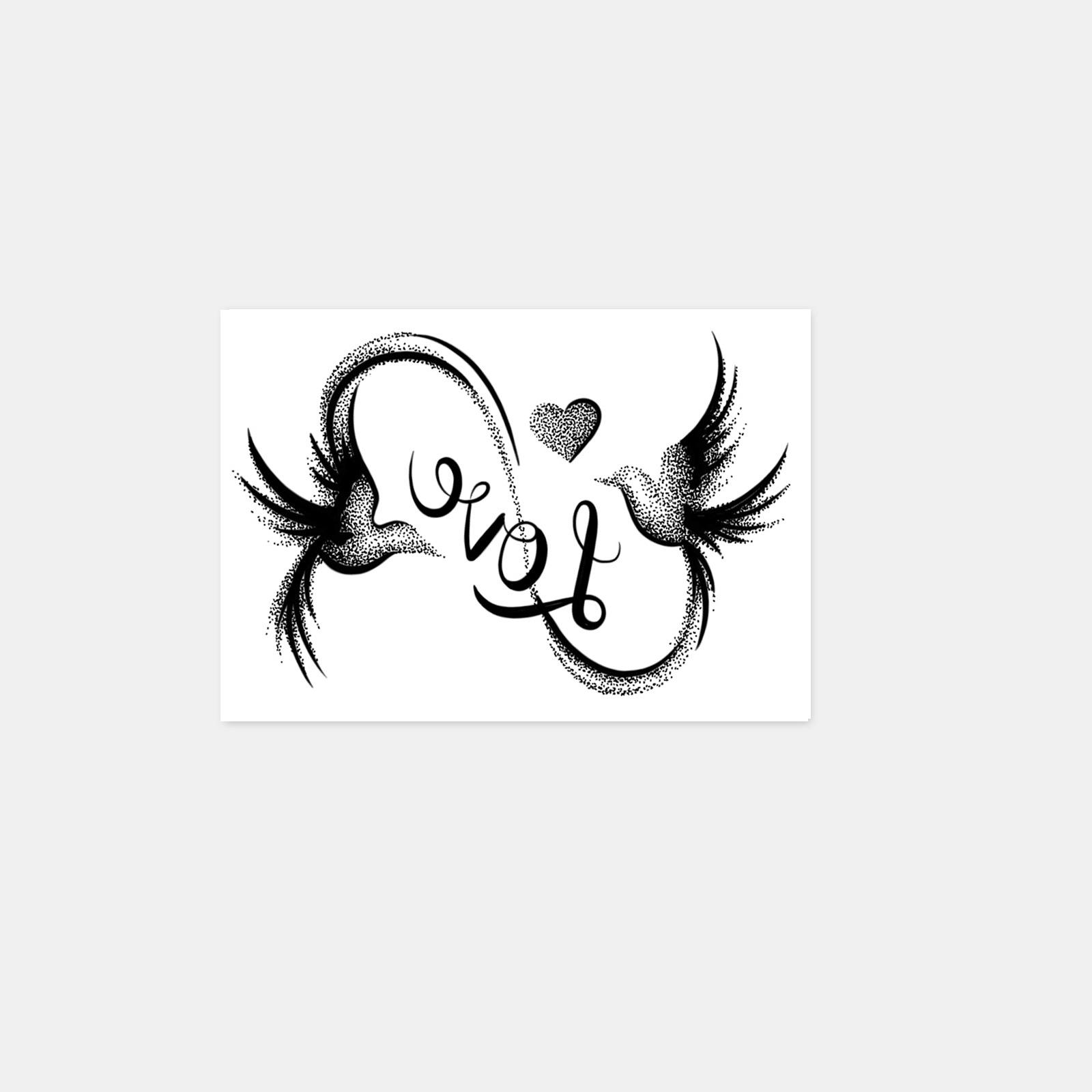 

Minimalist Lines Swallow Tattoo Sticker, English Love Elements, Waterproof, Sweat-Proof And Non-Reflective 7*9CM