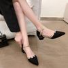Fashion Extra Large Pointed Thick Heels Women's Shoes 2025 New Headed High Heels Buckle Strap Design with Skirt Sexy Sandals