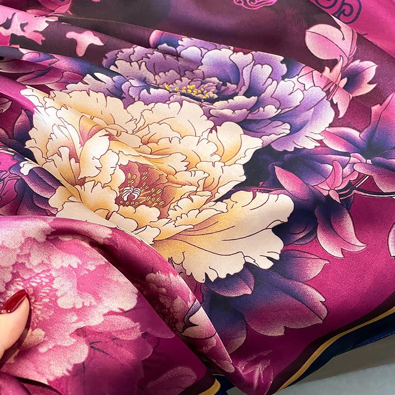 Retro Print Fashionable Long Imitation Silk Women's Versatile Air Conditioning Towel Temperament Versatile Neck Protection Versatile Scarf Silk Scarf