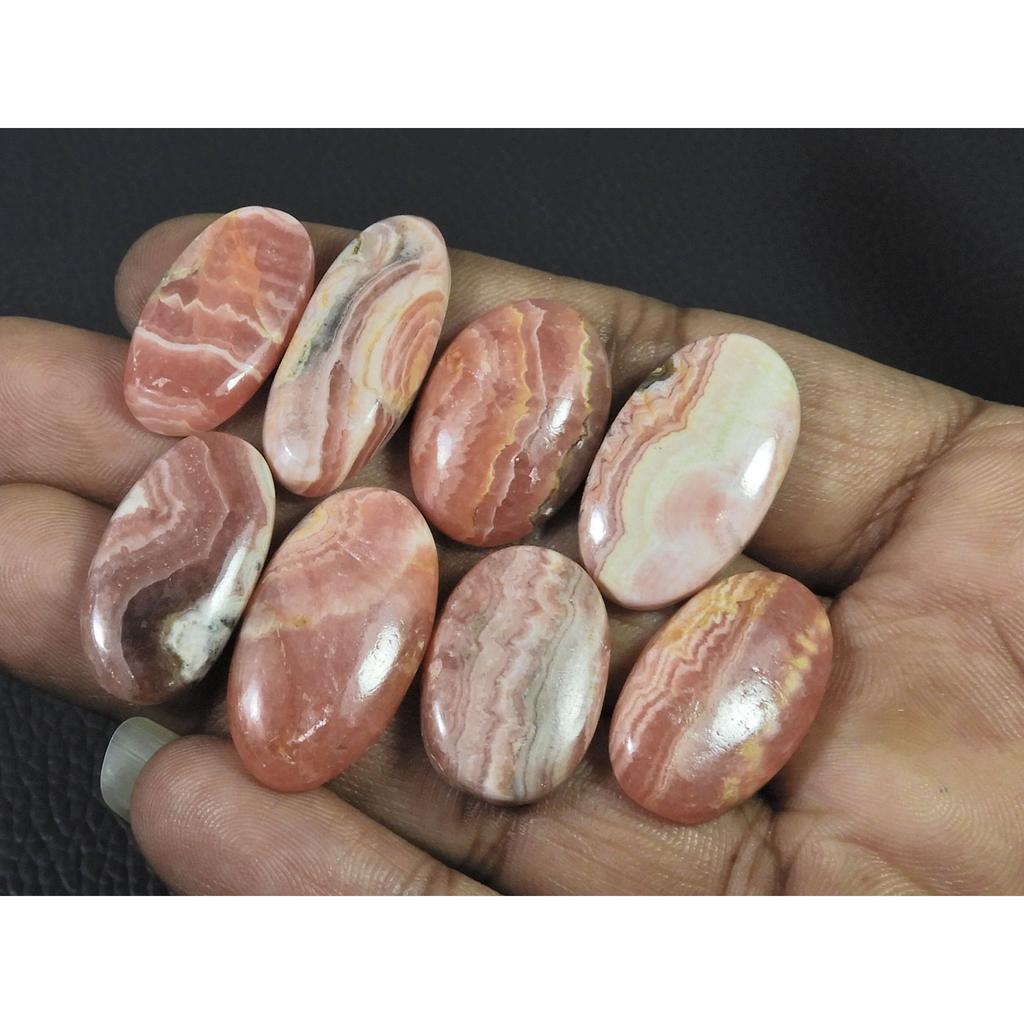 190Cts. Natural Pink Rhodochrosite Oval Cabochon Loose Gemstone 08Pcs Lot C-2318