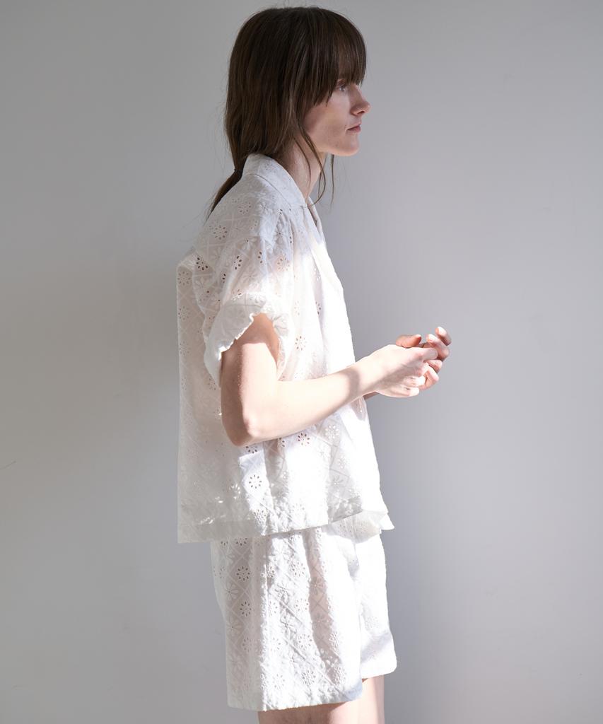 GRIDAJ Cotton Eyelet Tailored Shirt_White