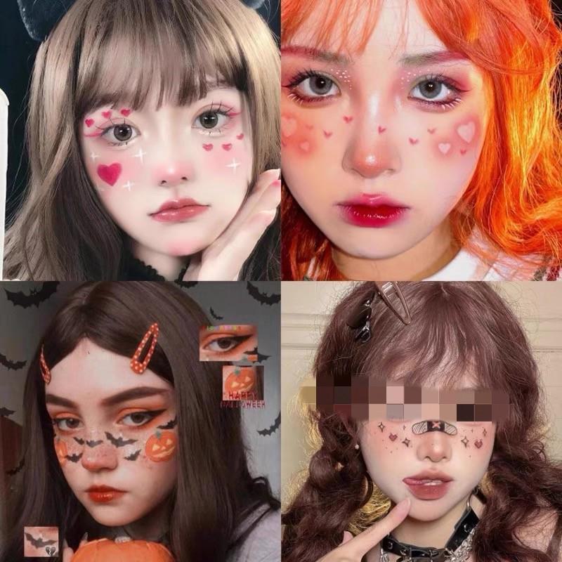 Halloween Kids' Waterproof Cartoon Tattoo Stickers - Cute Pumpkin, Ghost, and Skull Designs for Face Makeup