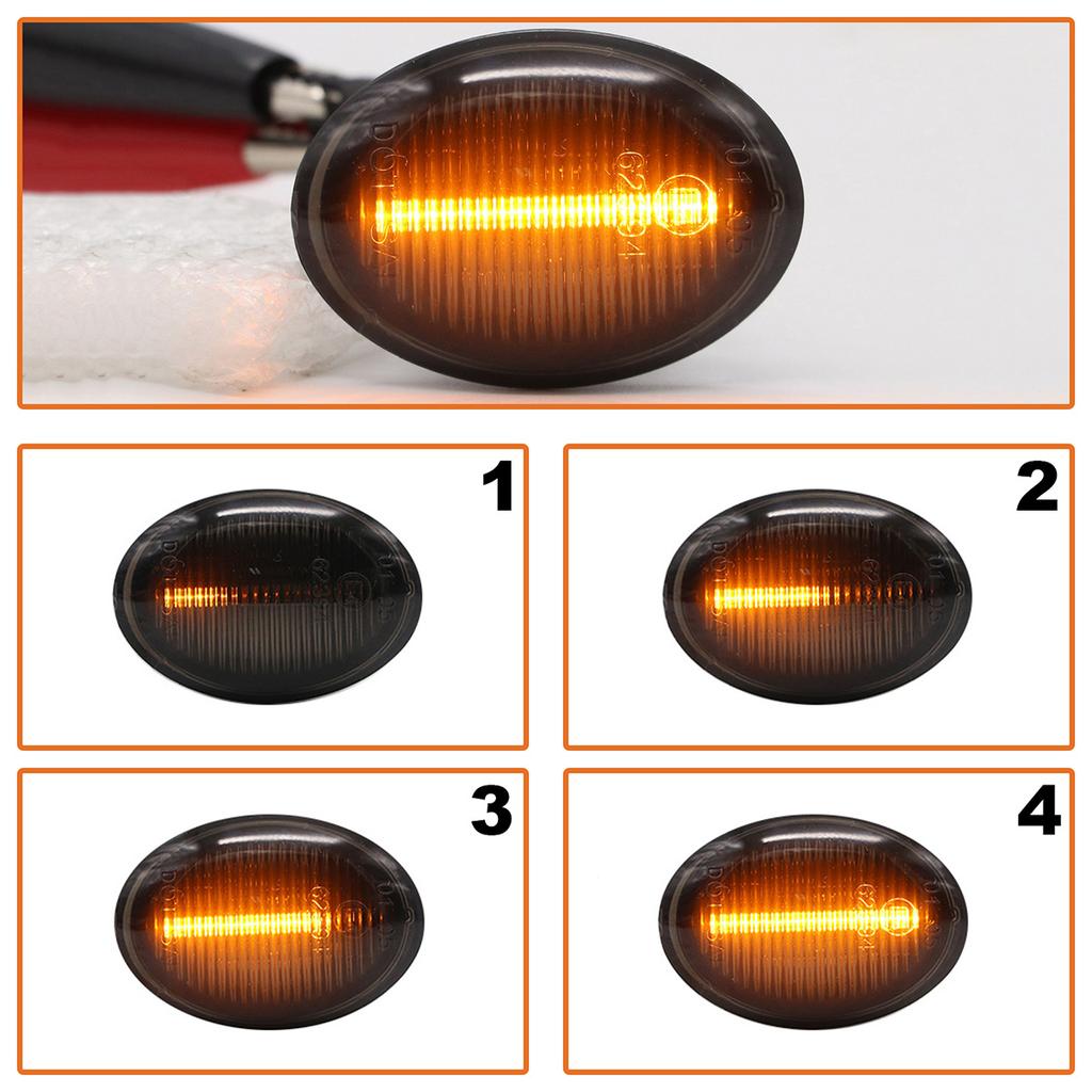 Fiat 500 500C 500L 2007- LED Side Indicator SMOKED DYNAMIC 2 Pcs. SET