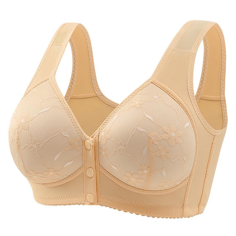 Front-Opening Breathable Push-Up Bra for Middle-Aged and Elderly Women - Wire-Free, Thick Cup, Anti-Sagging, Shaping Design