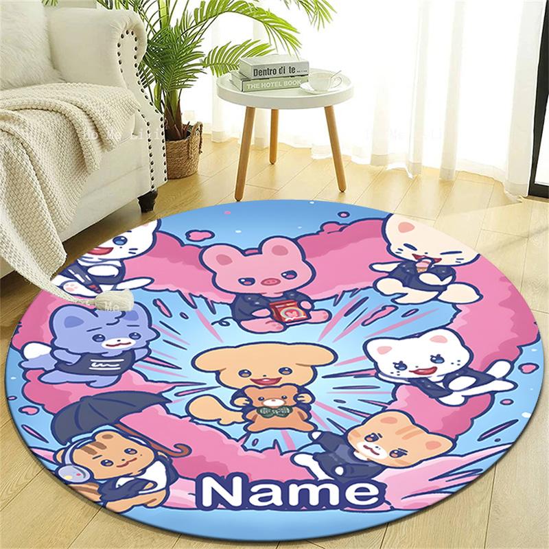 Personalized K-Kpop Team Round Chair Office Rug - Perfect for Mat, Office Chair & More - Ideal Gift for Birthdays and Holidays