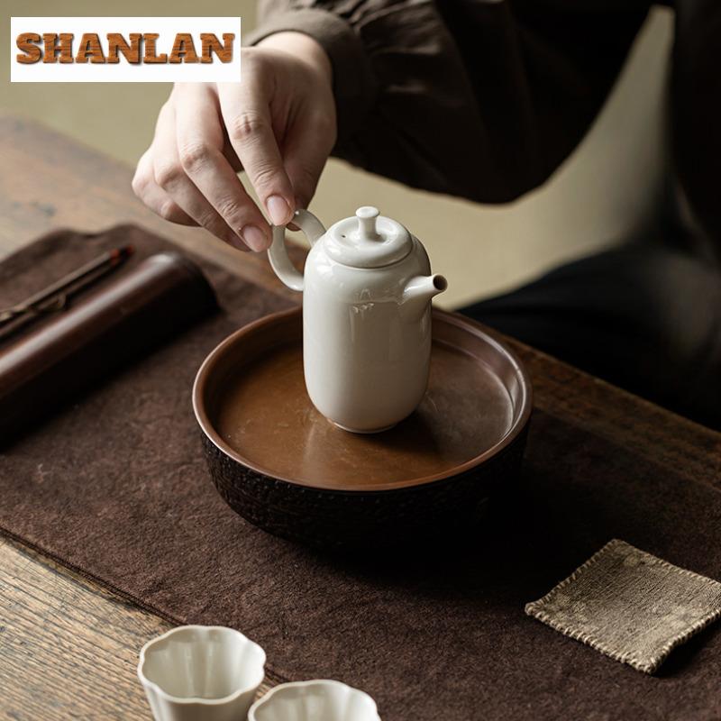 165ML Plant Ash Gray Glaze Teapot Creative Tea Infuser Pot Tea Maker Kettle With Ball Hole Teaware Accessories Decoration Craft