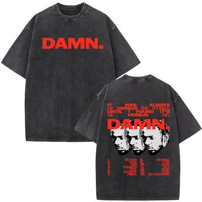 Rapper Kendrick Lamar DAMN Washed Tshirt Mens Women Clothing Fashion Vintage Casual Oversized Short Sleeve T Shirts Streetwear