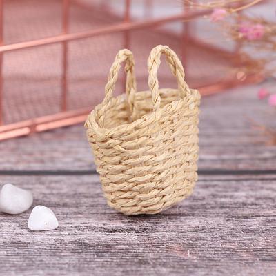 1:12 Mini casa delle bambole in rattan intrecciato a mano cesto portaoggetti per alimenti vegetali decorazione per bambole