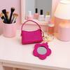 Stylish Five-Petal Leather Flower Keychain Coin Purse with Mirror