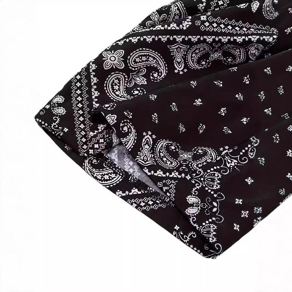 2025 New Paisley Print High-Waisted Wide-Leg Pants - Versatile and Casual