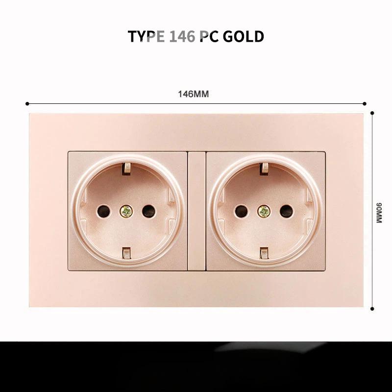 Type 86 European Standard Wall Power Socket Panel European Style, EU Standard, German Style 16A German Standard Round Hole Panel Socket