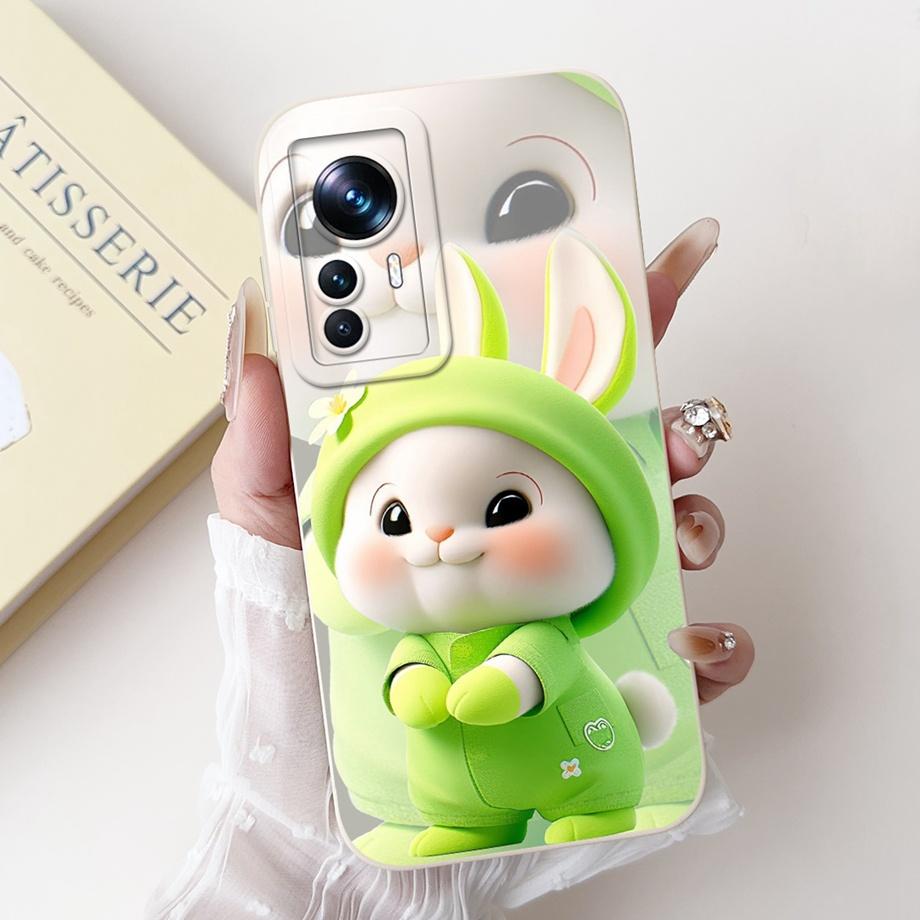 Für Xiaomi 12 12s 12x 12T Pro 12s Pro 12 Lite 12Ultra Handyhülle Flüssigsilikon Weiche Rückabdeckung Kaninchen Panda Blume Capa Tasche