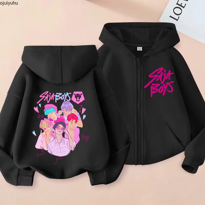 Zip Up Sweatshirts Saja Boys Kpop Demon Hunters Hoodie Children Clothes Kid Girl Boy Sweatshirt Zipper Hoody Baby Top