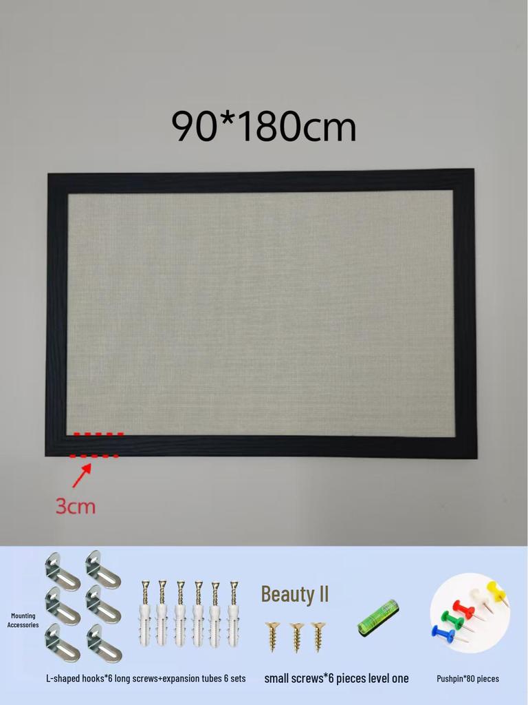 Black Frame Burlap Cork Board: Wall-Mounted Photo & Message Display for Kindergarten Theme