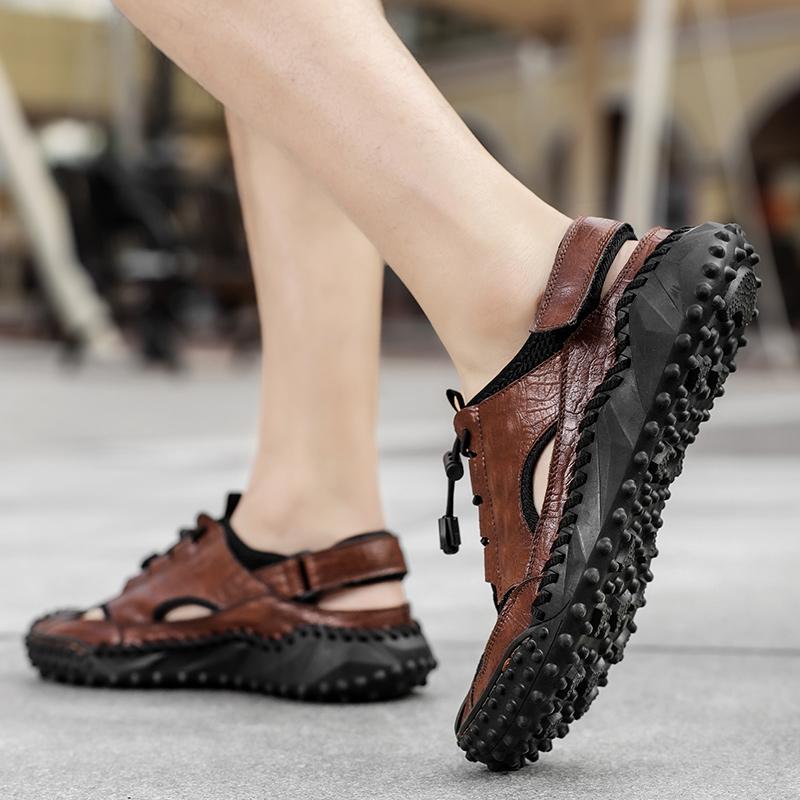 WAERTA Men Sandals Fashion Design Breathable Leather Casual Shoes Comfortable High Quality Outdoor Leisure Soft Slippers Beach