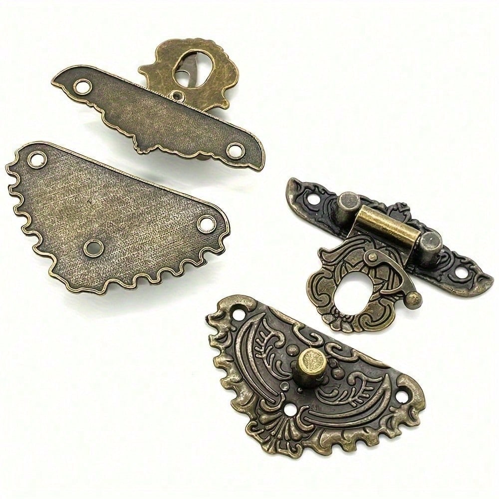 2 sady/22 ks Retro Dekorativní Skříňka Šperkovnice Západka Zámek Spona Vintage Bronz Gravírované Mini Krabička Panty A Chrániče Rohů Krabičky Se Šrouby