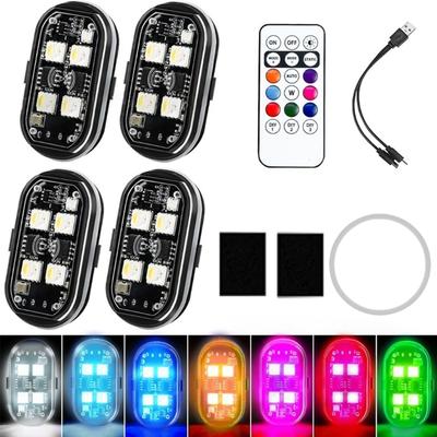 אור אזהרה חירום LED אור הבהוב LED אלחוטי עם שלט רחוק לרכב אופנוע מטוס אופניים 8 צבעים