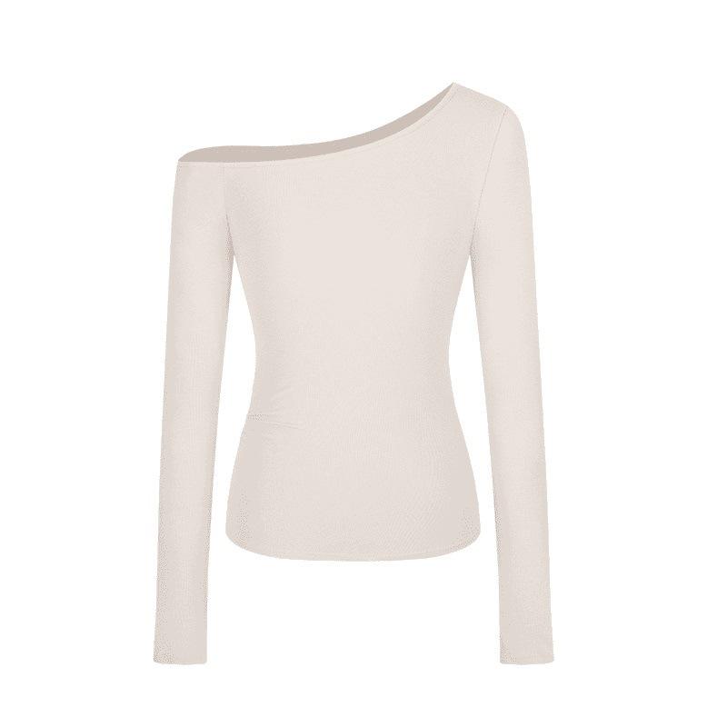 Pure Lust Style Thin Slanted Shoulder Long-sleeved T-shirt Women's Autumn New Lazy Slack Spice Slim Top
