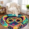 Colorful Lemur Art Style Flannel-printed Round Floor Mats Are Slip-resistant Suitable Living Room Bedroom Terrace Garden Carpets