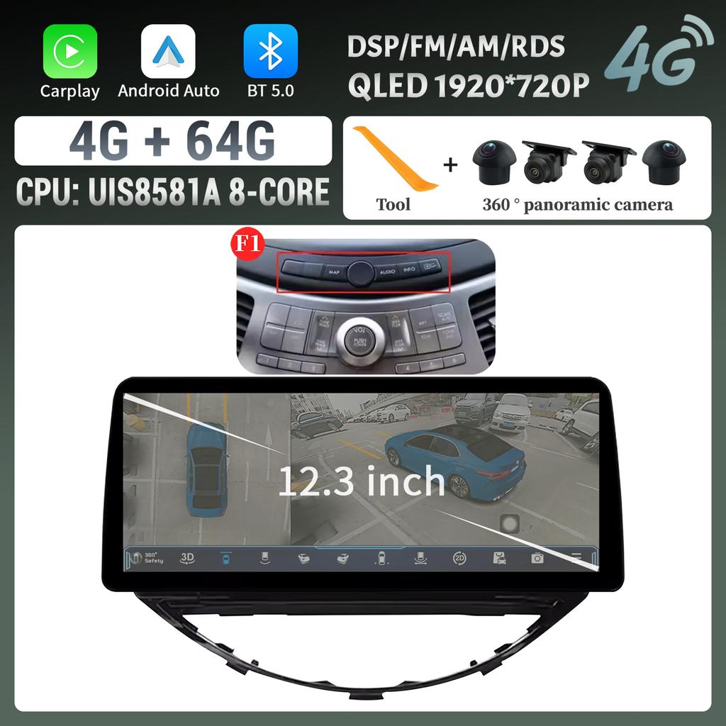12.3inch For Subaru Tribeca 2007-2011 Car Radio Multimedia Navigation 4G GPS Android 14 Wireless Carplay Touch Head Unit Screen