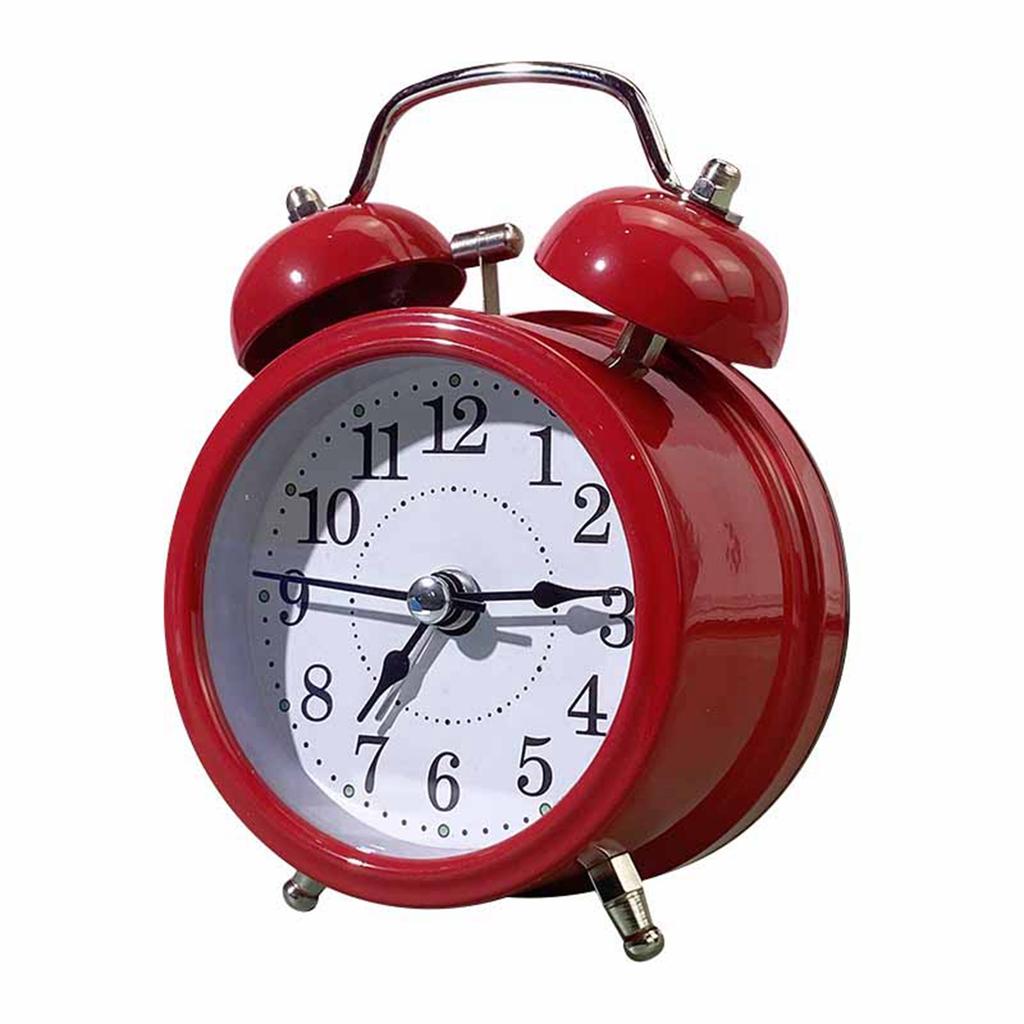 3 Inch Twin Bell Alarm Clock Modern Metal Mechanical Bedside Ringing Alarm Clock Battery Operated Silent Alarm Clock White