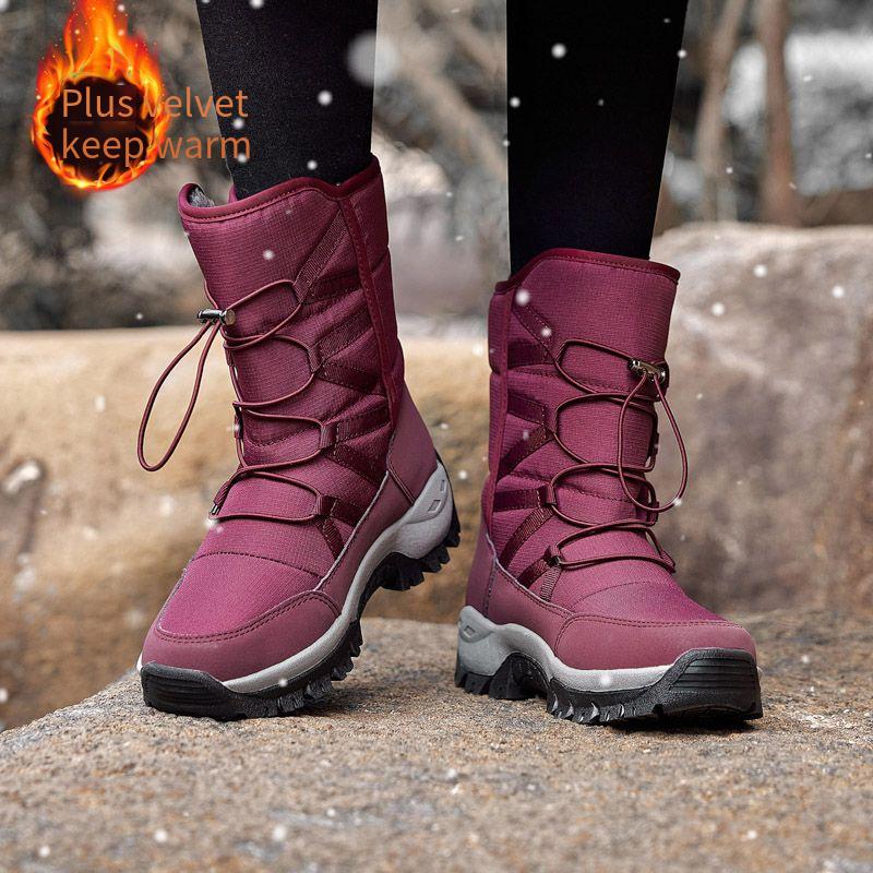 Men’s Winter Snow Boots Women Waterproof Hiking Boots Unisex Durable Outdoor Boots
