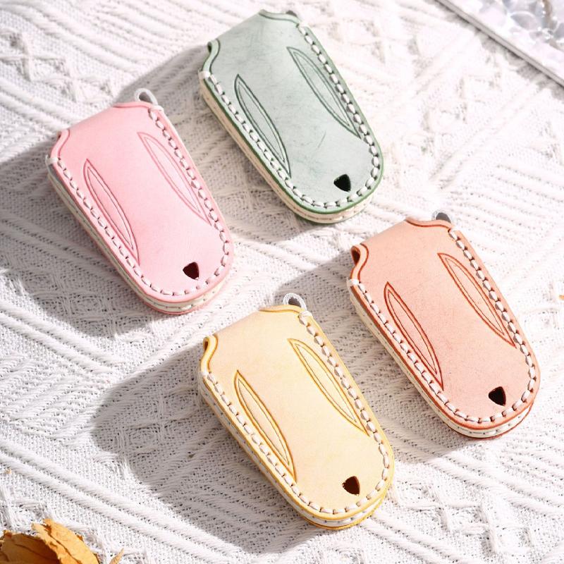 Genuine Leather Auto Key Fob Remote Cover Case Key Ring Auto Accessories Fit For Tesla Model 3 X S Y Model3 Models Modely Modelx