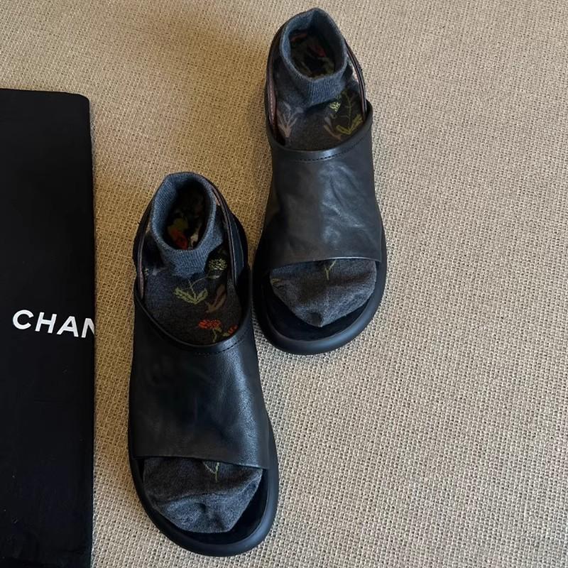 Version peau de mouton~ sens du design de niche sandales rétro creuses à bout ouvert pour femmes décontractées polyvalentes plates à bride arrière chaussures romaines
