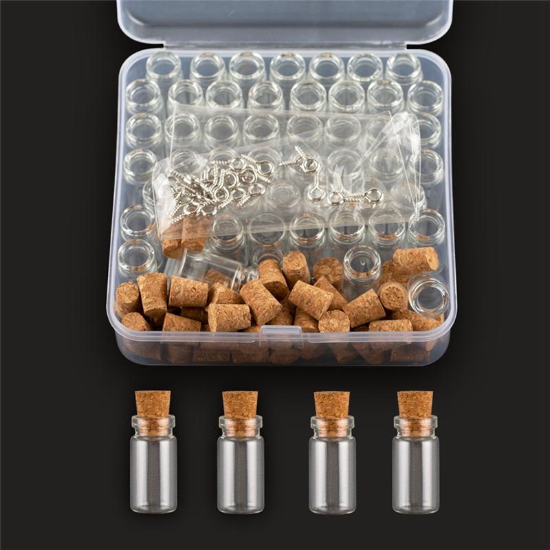 

ABWR-50X Mini Glass Bottles Jars With Cork DIY Art Crafts Necklace Pendants Supplies Message Bottle Small Wishing Bottle прозорий