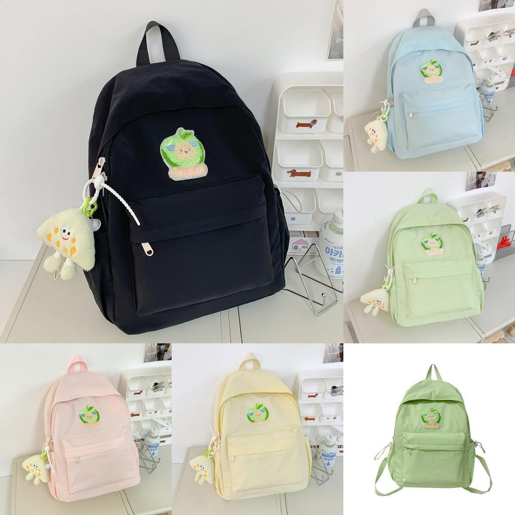 Dopamin Rucksack Für Mittelschüler Mit Einfarbigem Design Und Cartoon-Bären-Dekoration Für Den Schulgebrauch