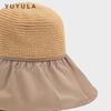 YUYULA Black Vinyl Sunscreen Hat Women Summer Outdoor UV Protection Sun Hat Fashionable Breathable Bucket Hat Beach Hat