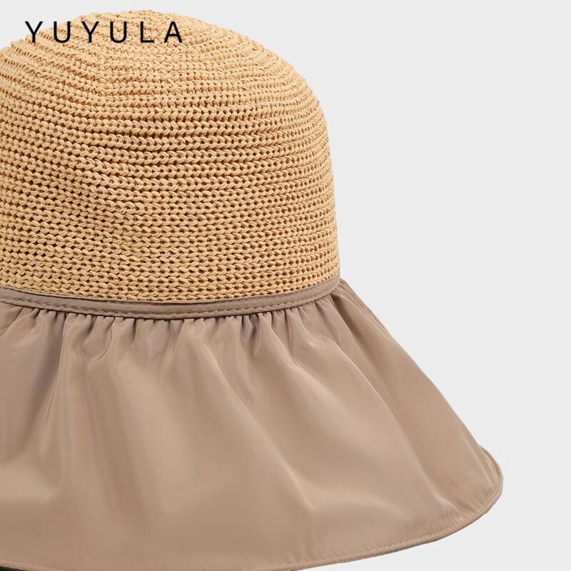 YUYULA Black Vinyl Sunscreen Hat Women Summer Outdoor UV Protection Sun Hat Fashionable Breathable Bucket Hat Beach Hat