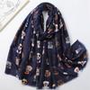 Winter Charming Dachshund Dog Pattern Viscose Shawls Scarf With Glasses- Soft Thick Pashmina Hijab with Playful Kitten Designs