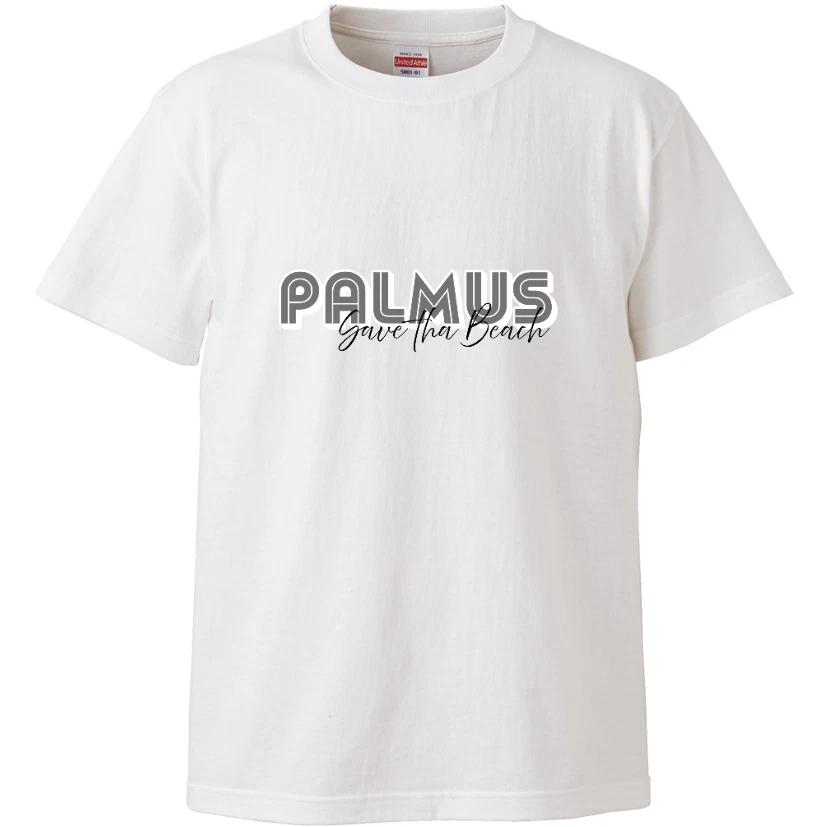 PALMUS Save the Beach Logo T-Shirt Eco Message 5.6oz Cotton Tee Unisex Casual S