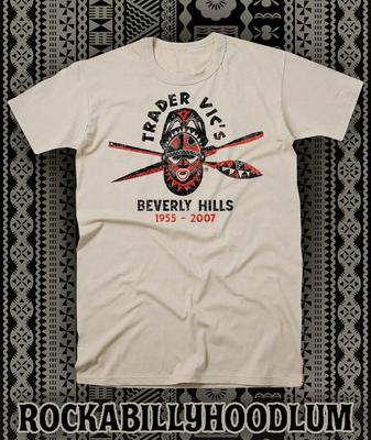 Retro Tiki Art Tee T Shirt Bar Mug Restaurant Trader Vics Beverly Hills