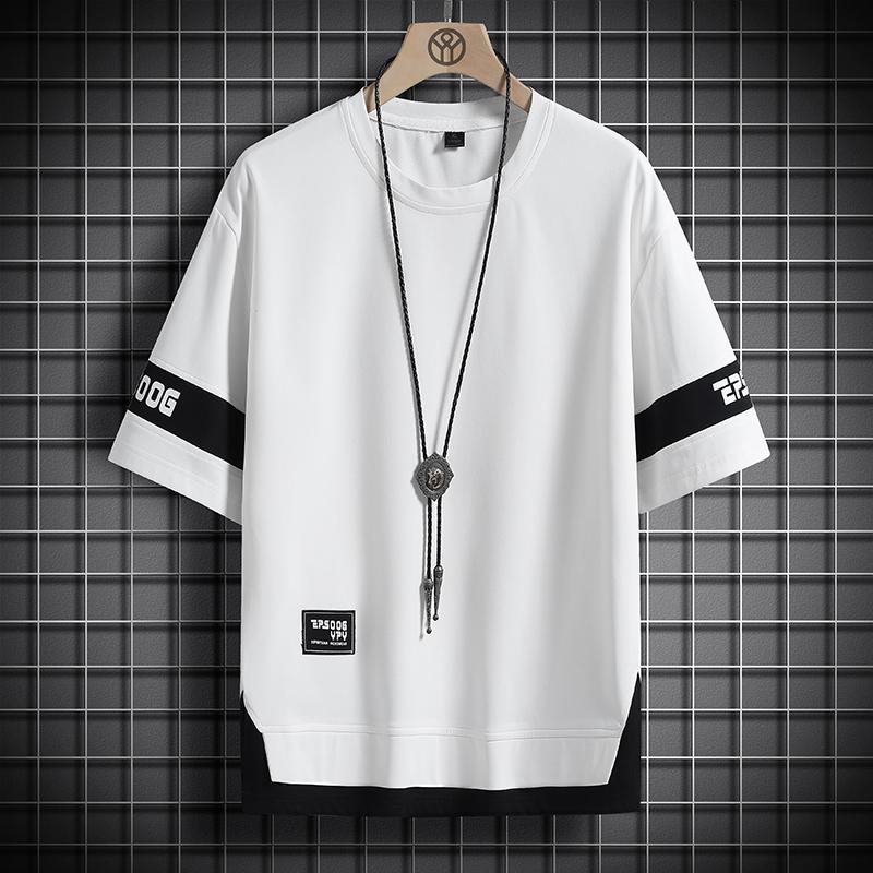 Hip Hop Lös Herr Streetwear T-shirts Casual Klassisk Sommar Kortärmad Svart Vit T-shirt Tees Plus Oversize